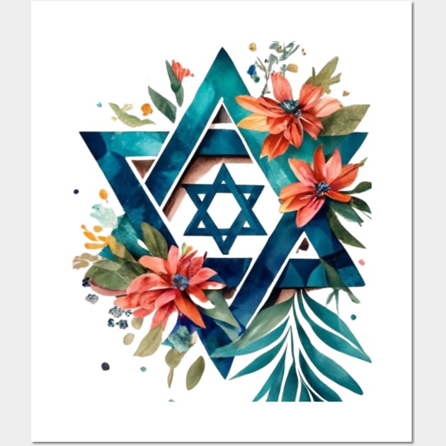 Star of David, flag for peace Wall Art by Mey Designs